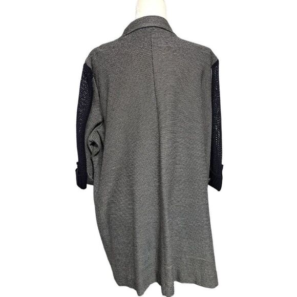 Misook Women's Open Knit Cardigan Duster Elbow Sleeves Black Gray Size 2X - Picture 6 of 11